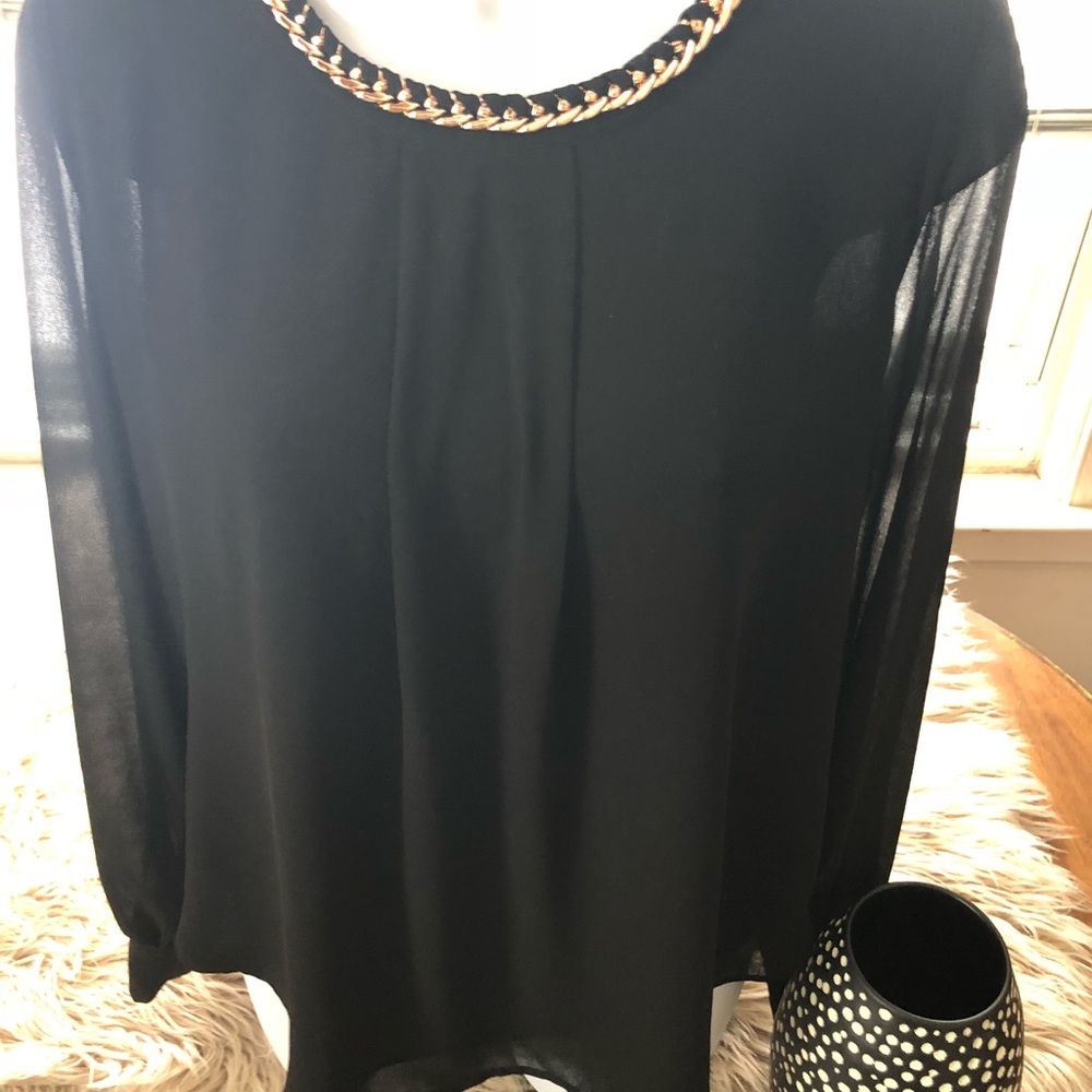 Black blouse 👚 with chained neckline💕💕